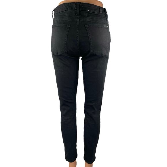 7 For All Mankind Women's Black Mid Rise Slim Skinny Leg Denim Jeans Pants Sz 26 - Picture 3 of 4